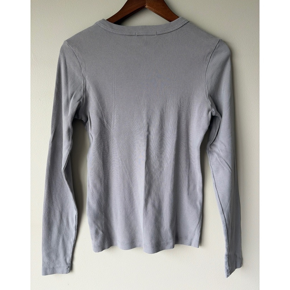 Michael Stars Womens Grey Long Sleeve Crew Neck Cotton Tee OS Made in USA - Picture 2 of 8